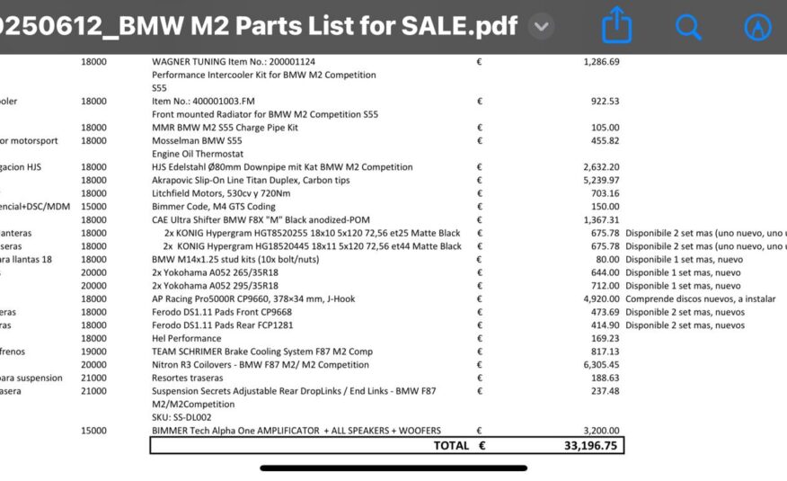 bmw M2 COMPETITION tracktool