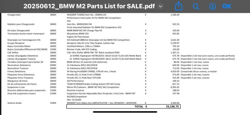 bmw M2 COMPETITION tracktool